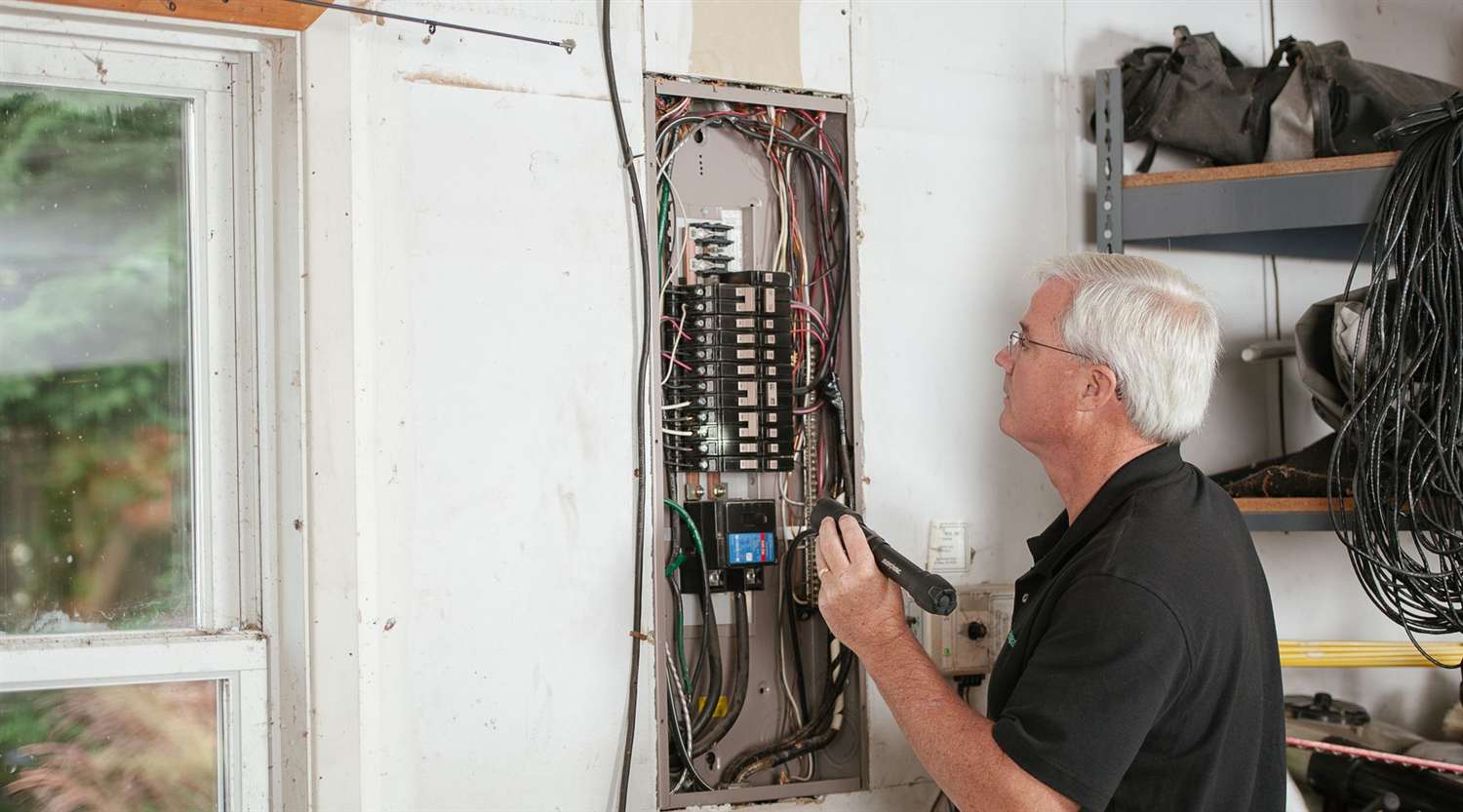 Electrician inspecting a residential panel
