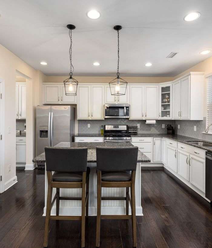 Modern kitchen with recessed lighting