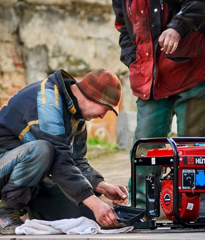 Standby generator being serviced